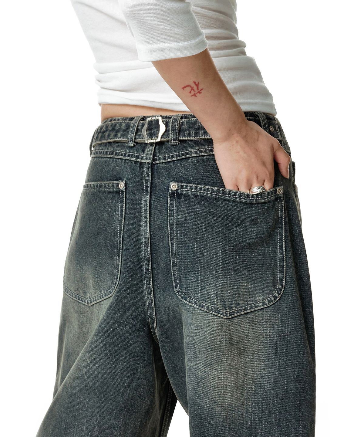 데케트 우먼(DECET WOMEN) Double Knee Barrel Jeans DCWPT043BLUE