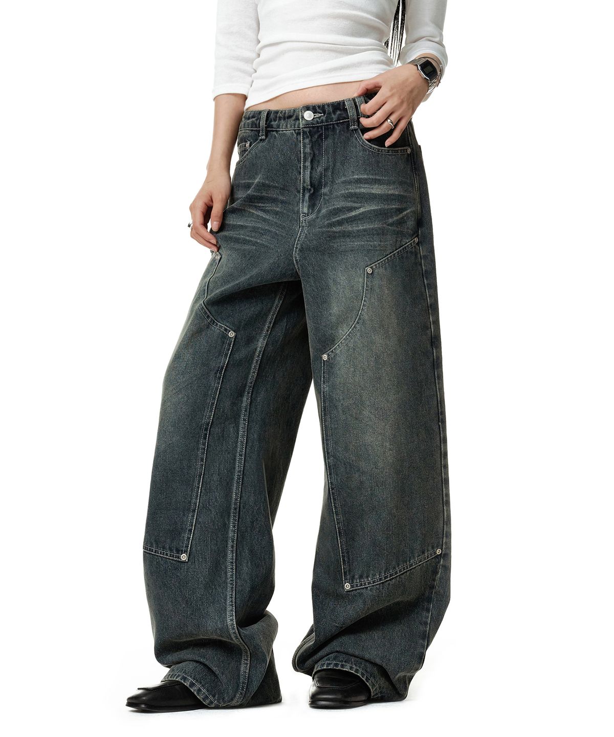 데케트 우먼(DECET WOMEN) Double Knee Barrel Jeans DCWPT043BLUE