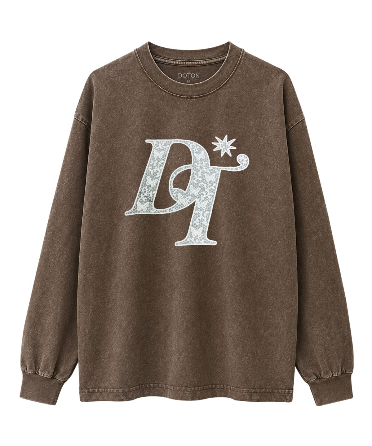도톤(DOTON) LACE EMBLEM ACID LONG SLEEVE (Khaki)