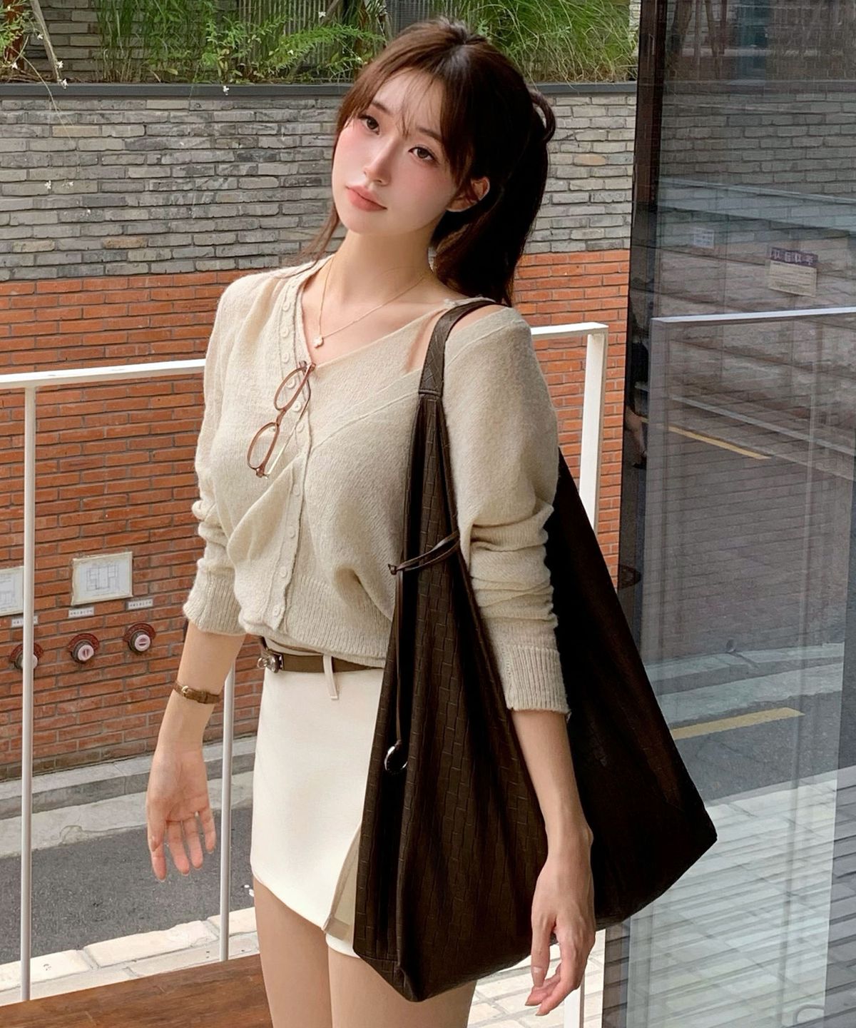 메종드유(MAISONDEU) 위빙 호보백_Khaki, Brown
