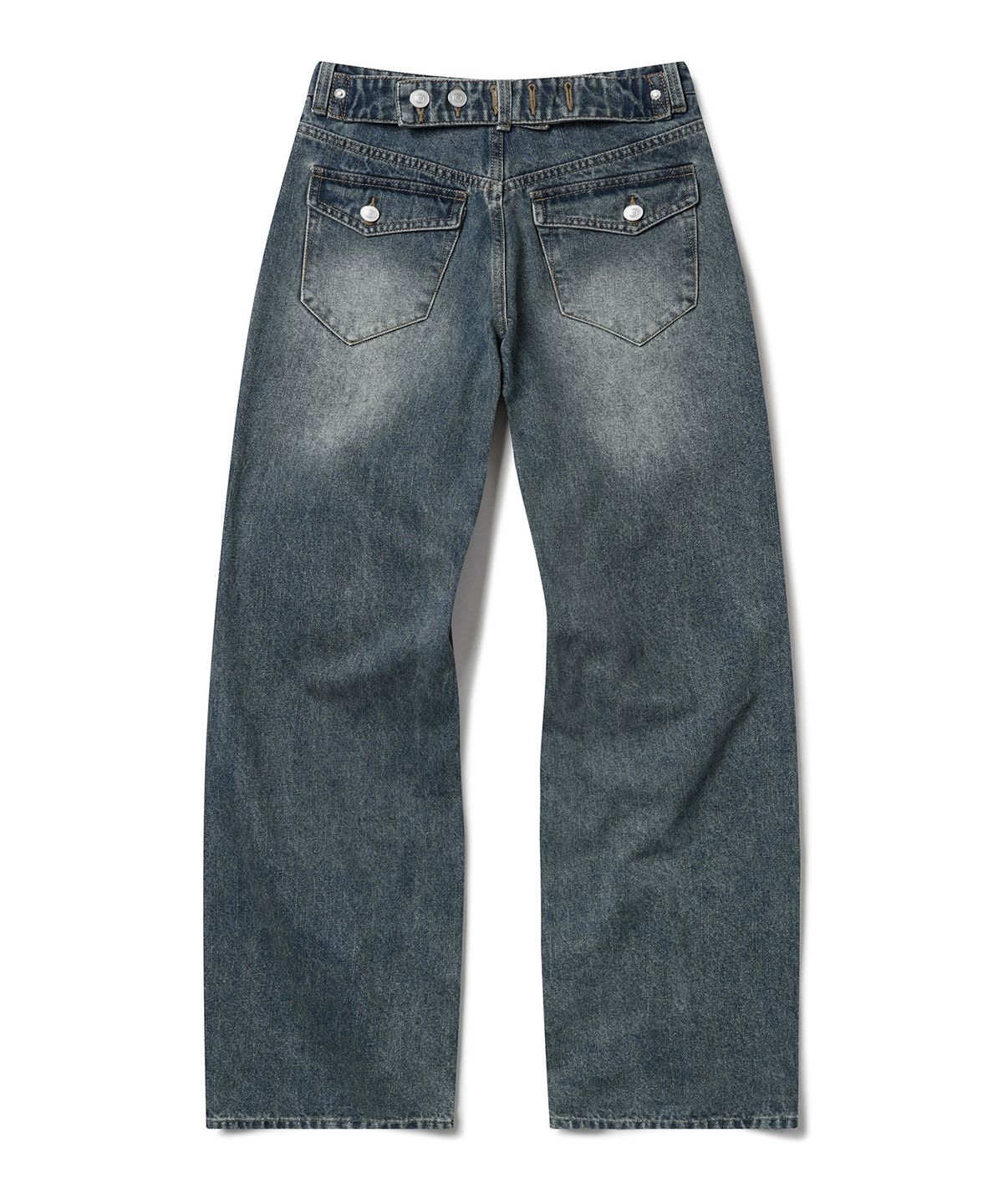 데케트 우먼(DECET WOMEN) Adjustable Back Wide Jeans DCWPT032BLUE