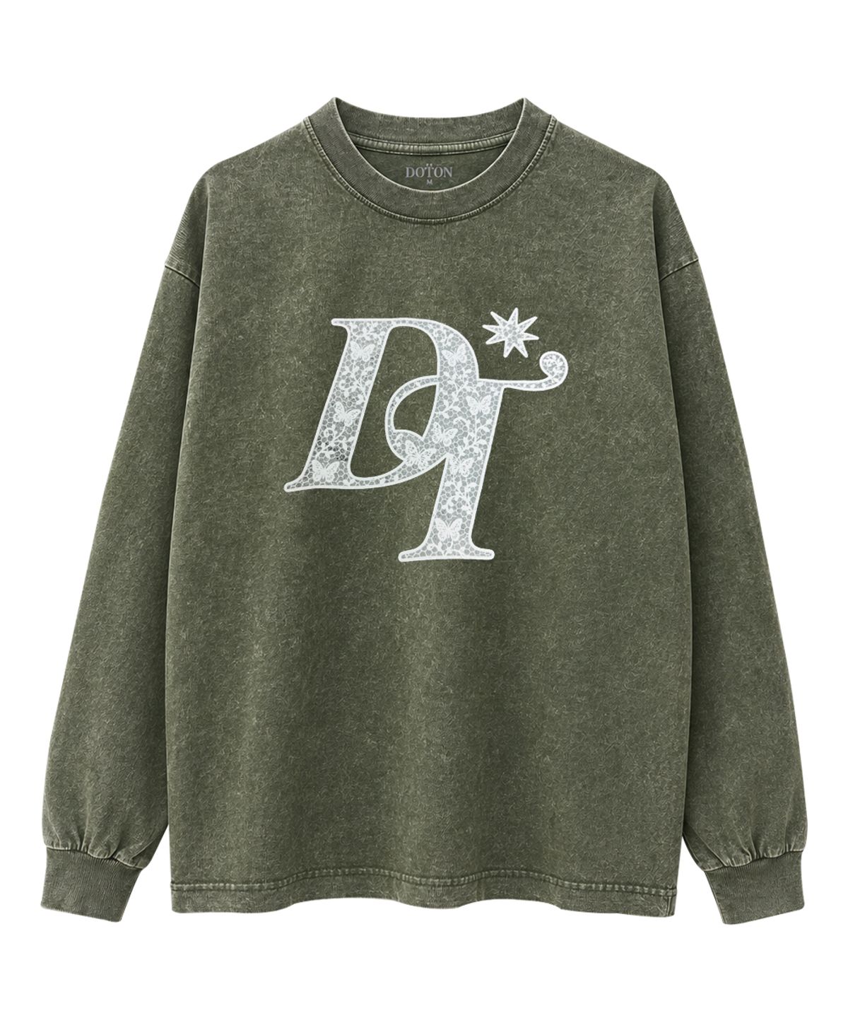도톤(DOTON) LACE EMBLEM ACID LONG SLEEVE (Grey)