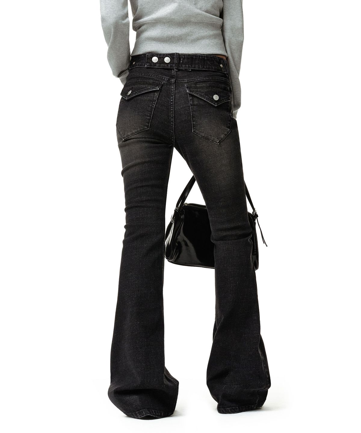 데케트 우먼(DECET WOMEN) Adjustable  Back Low Rise Slim Flared Jeans DCWPT030BLACK