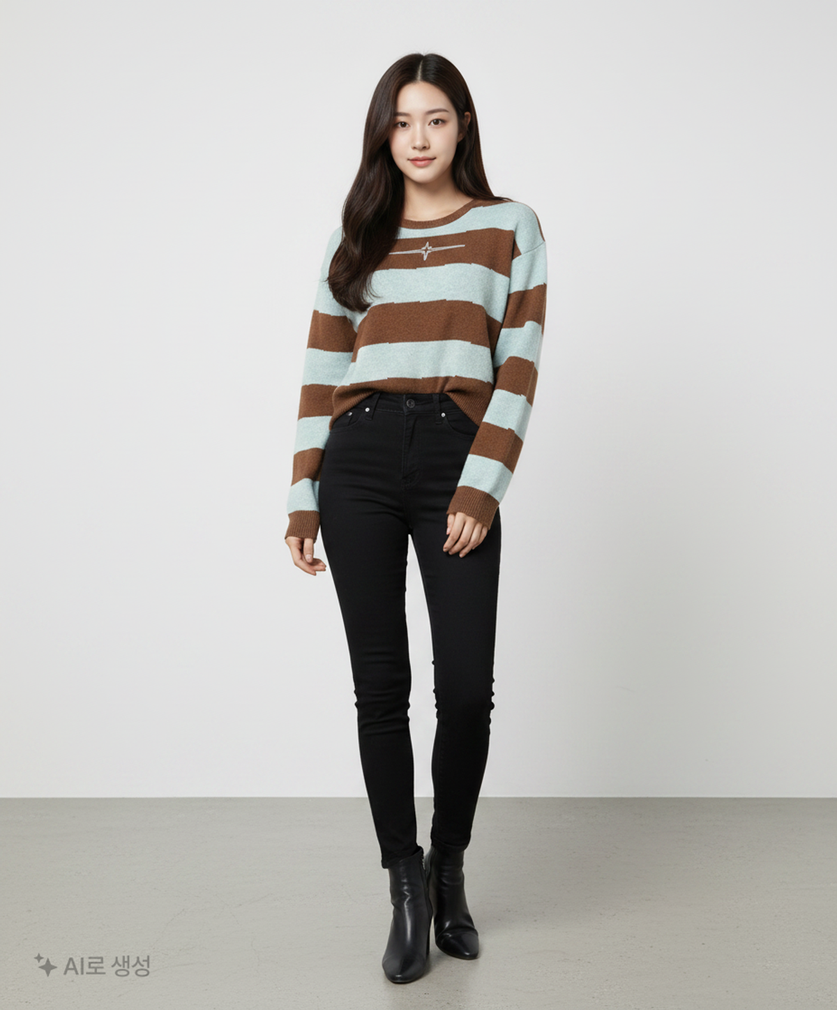 틸던(TILLDAWN) STRIPED BLOCK PULLOVER brown FREE