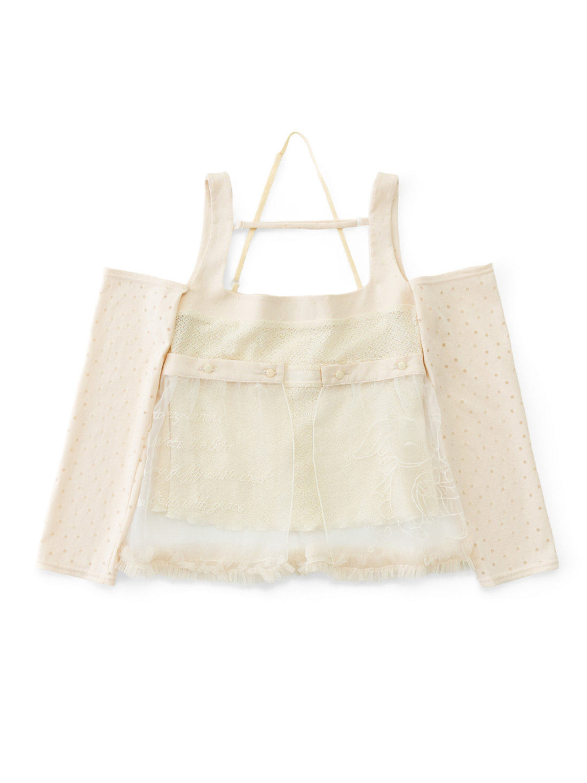 카이 샤오(KAIY XIAO) Love Rabbits Confession Book Square Neck Double-Layer Off-Shoulder Tassel Top