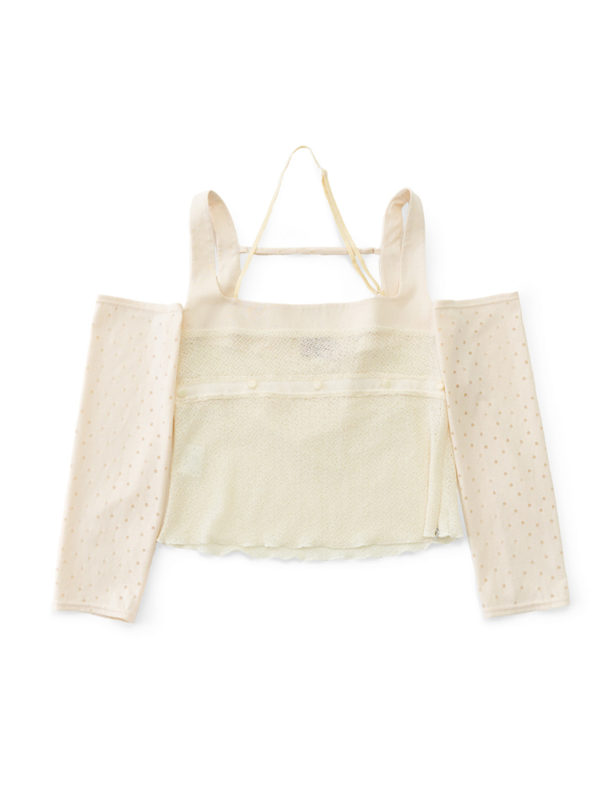 카이 샤오(KAIY XIAO) Love Rabbits Confession Book Square Neck Double-Layer Off-Shoulder Tassel Top