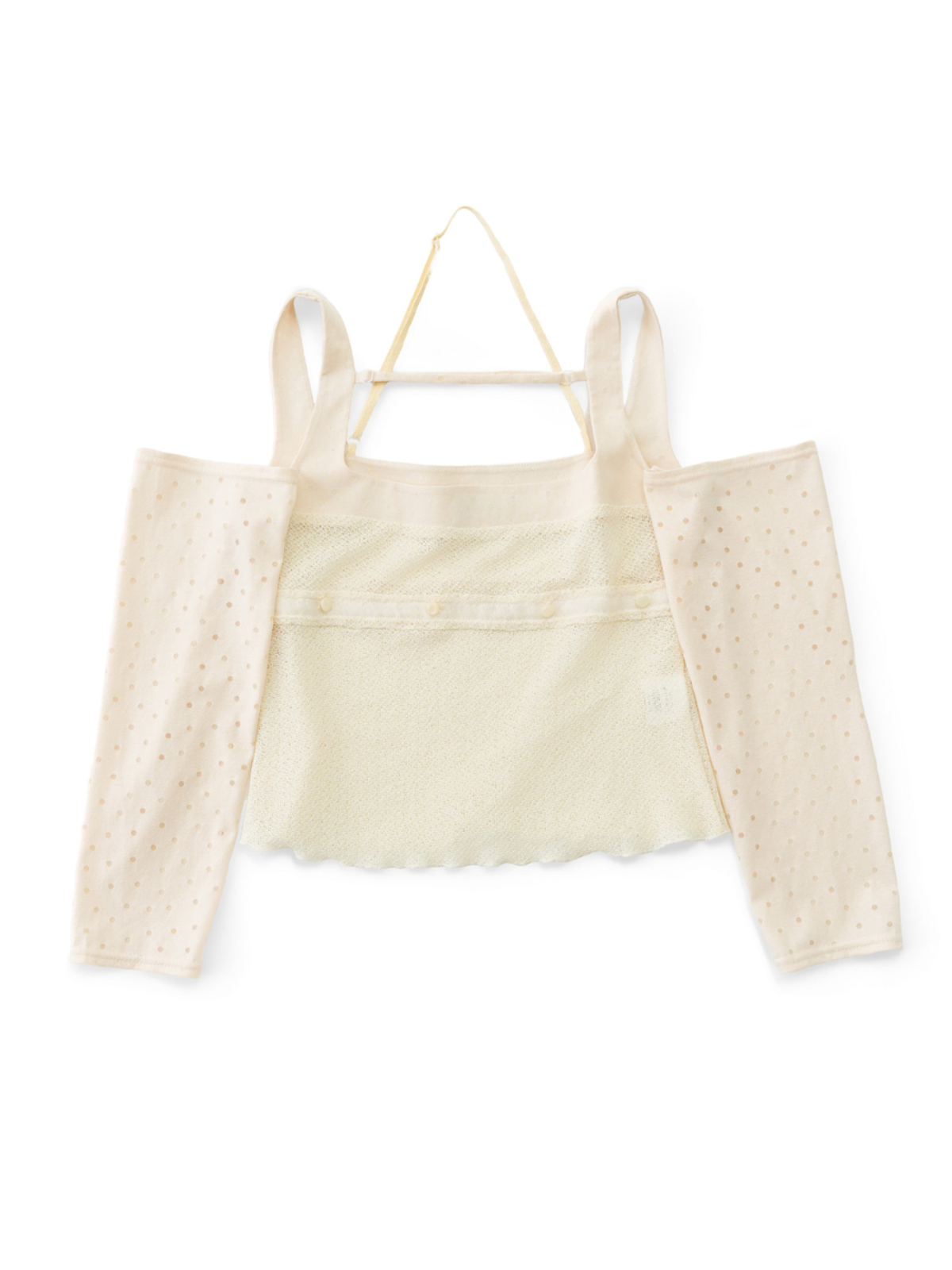 카이 샤오(KAIY XIAO) Love Rabbits Confession Book Square Neck Double-Layer Off-Shoulder Tassel Top
