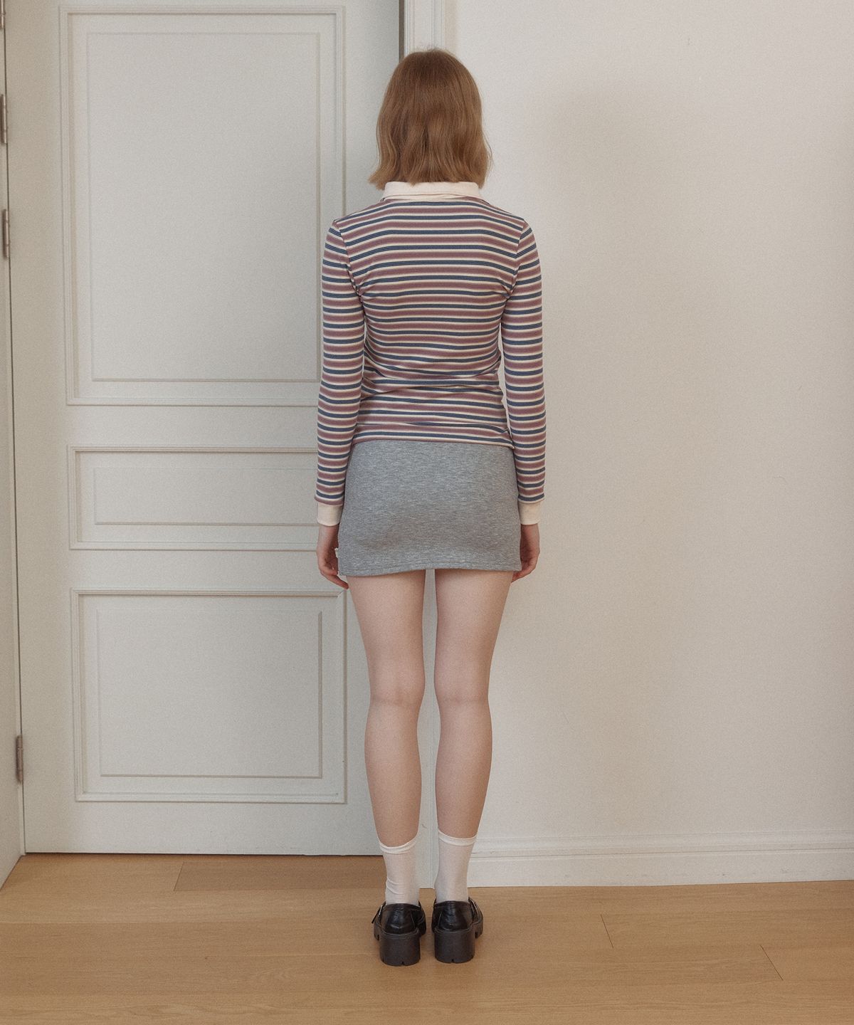 레터리(LETERIE) BASIC H-LINE MINI SKIRT_GREY
