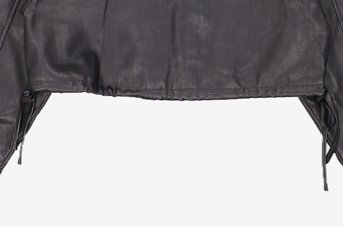 델리센트(DELICCENT) 셔츠 카라 크롭 점퍼 [BLACK] FREE