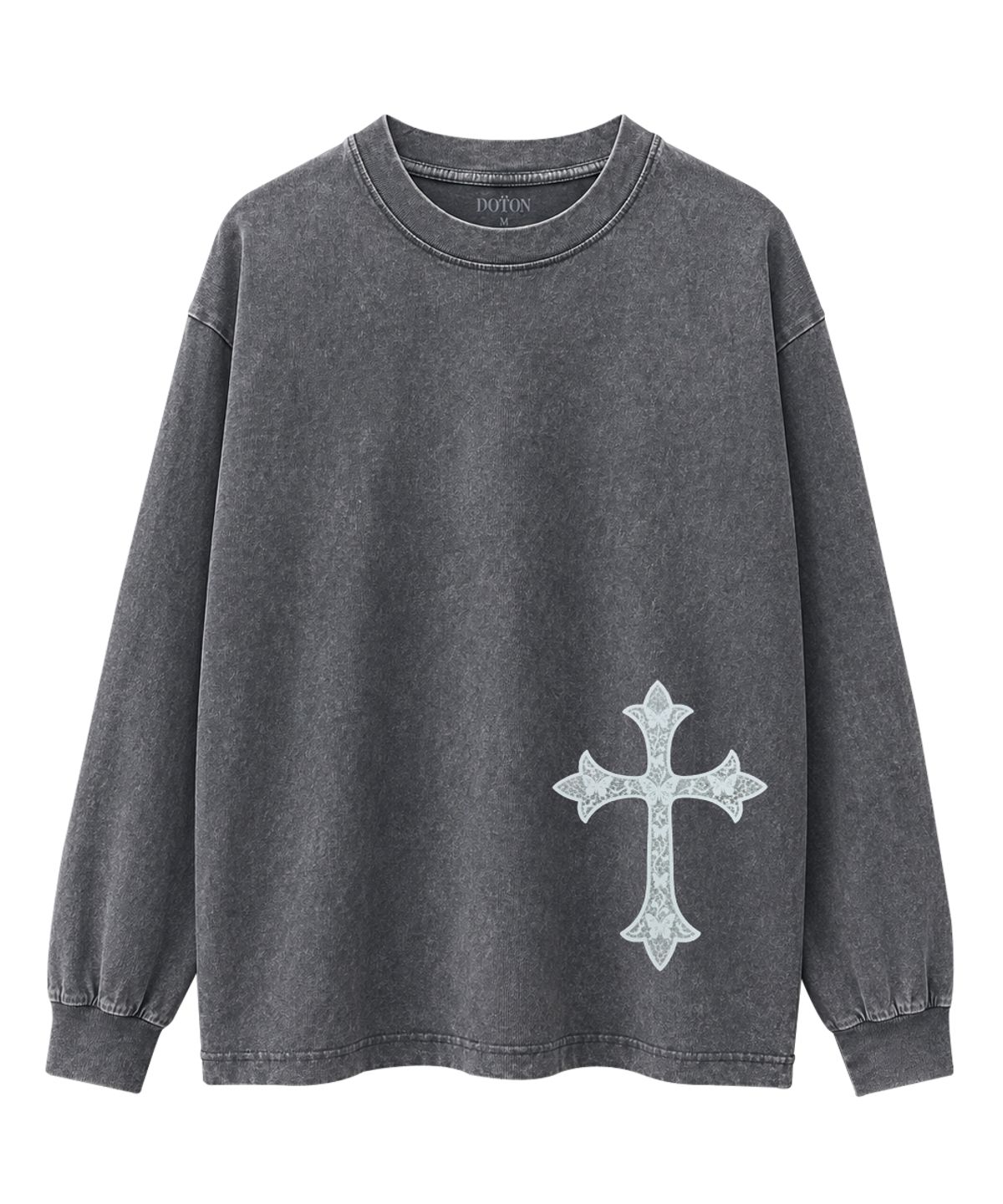 도톤(DOTON) LACE CROSS ACID LONG SLEEVE (Khaki)