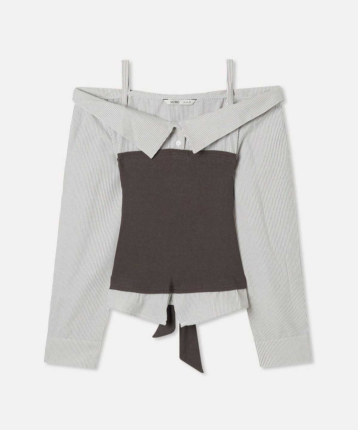 미쏘(MIXXO) 레이어드 오프숄더 블라우스_MIWBLG931G