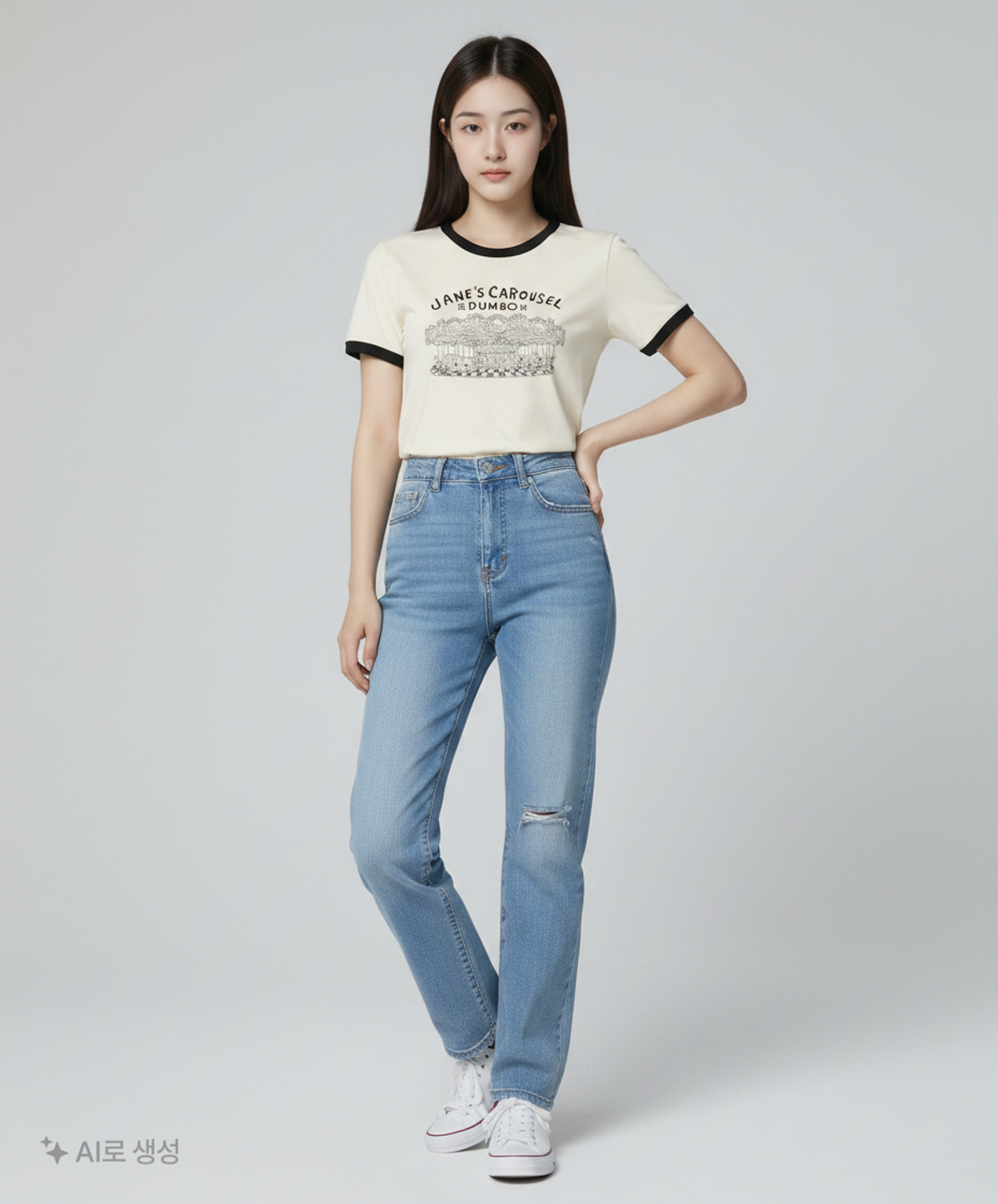 제이에스엔와이(JSNY) In Dumbo Combi T-shirt Blue (JWTS2E903B2) S
