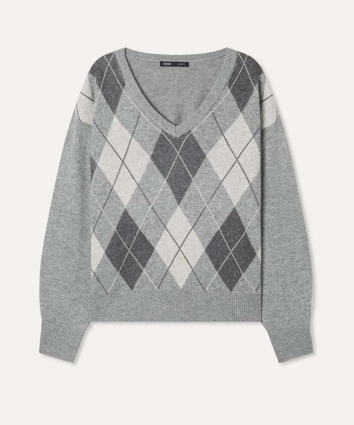 미쏘(MIXXO) 아가일 브이넥 니트_MIWKAGT12T