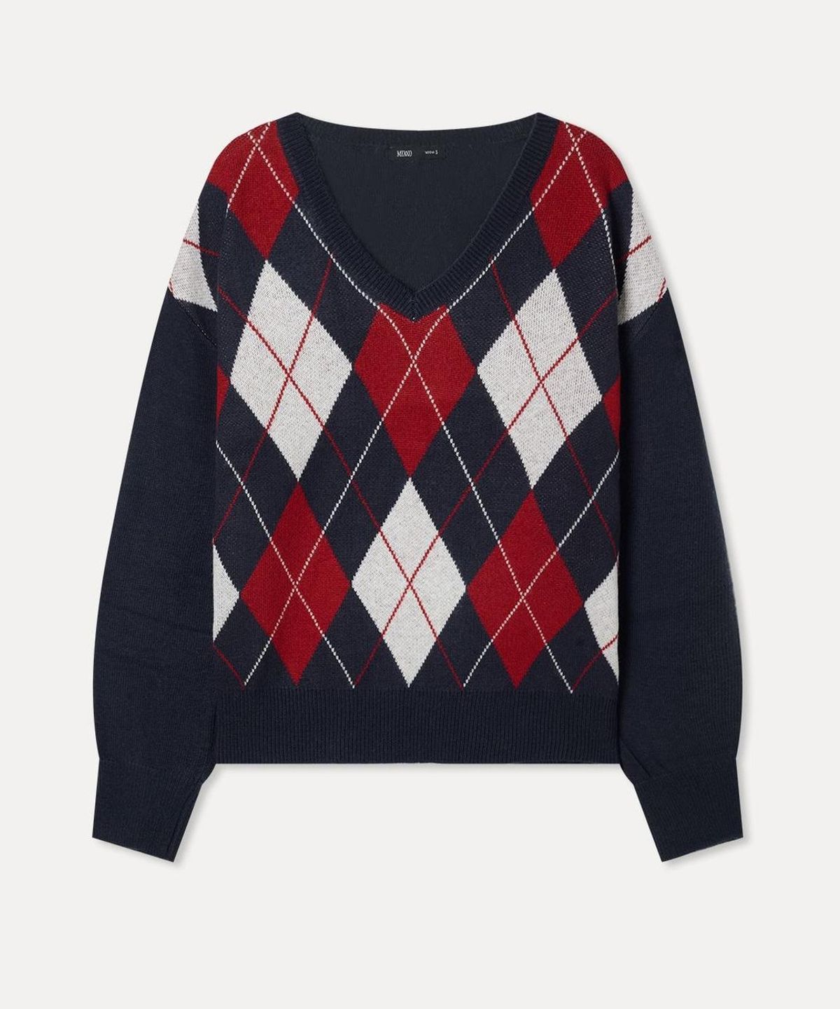 미쏘(MIXXO) 아가일 브이넥 니트_MIWKAGT12T