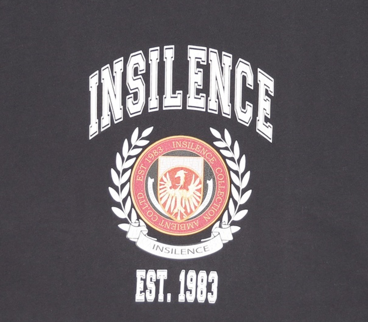 인사일런스(INSILENCE) [UNISEX] 엠블럼 오버핏 스웨트셔츠 WASHED BLACK FREE