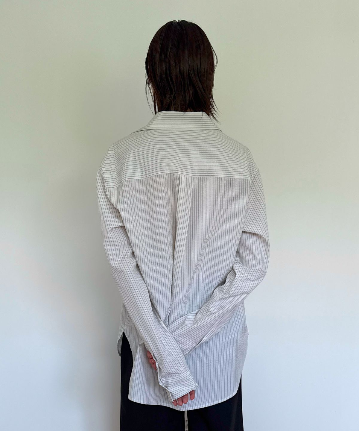 다이애그널(DIAGONAL) STRIPE POCKET SHIRTS (ivory)