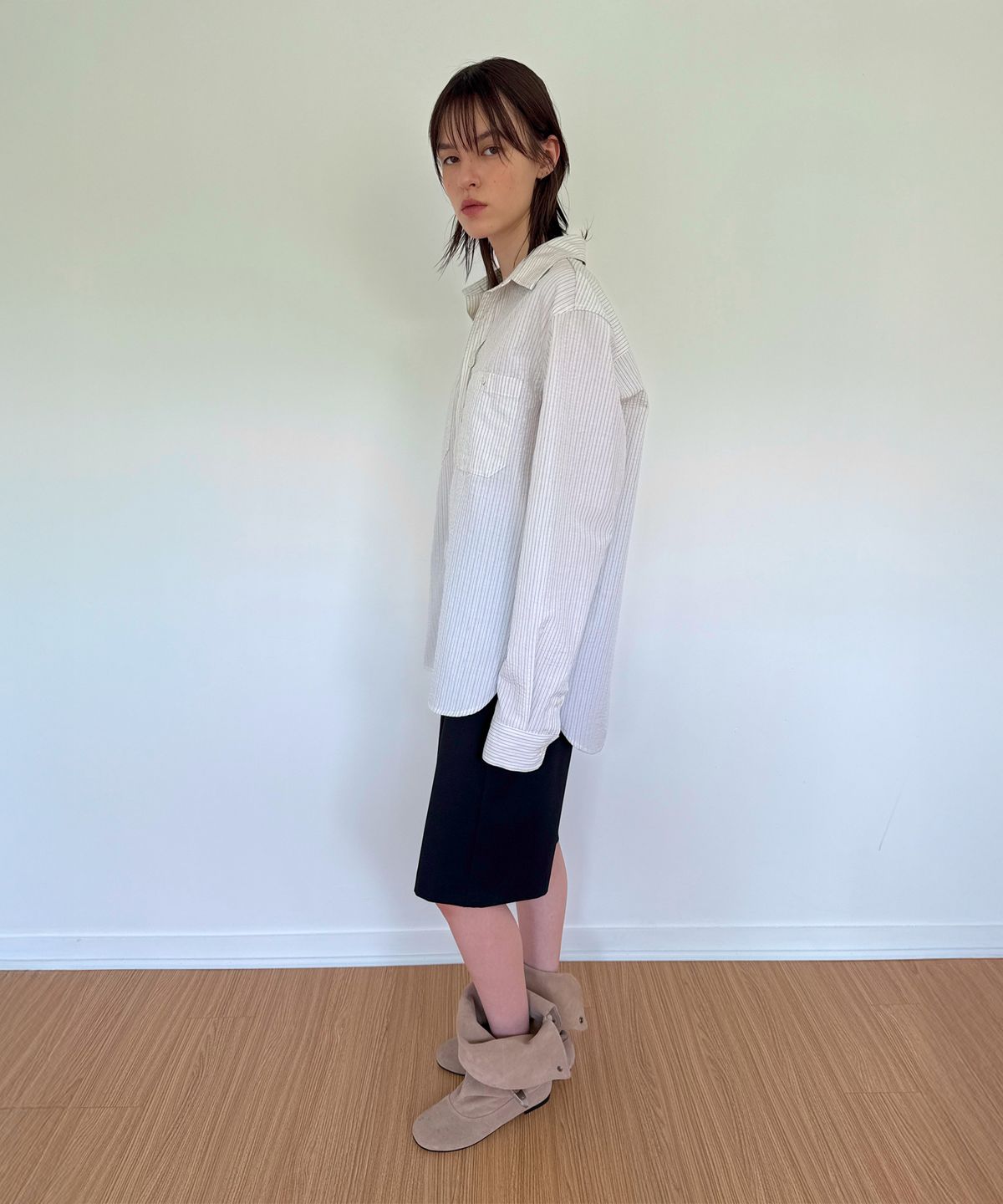 다이애그널(DIAGONAL) STRIPE POCKET SHIRTS (ivory)