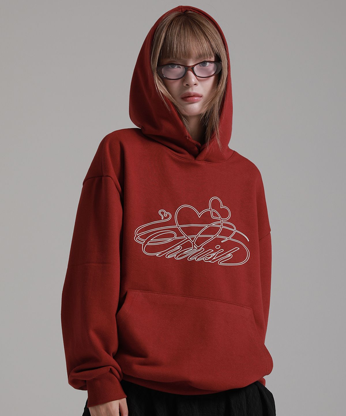 라이크더모스트(LIKE THE MOST) 커시브 하트 후디