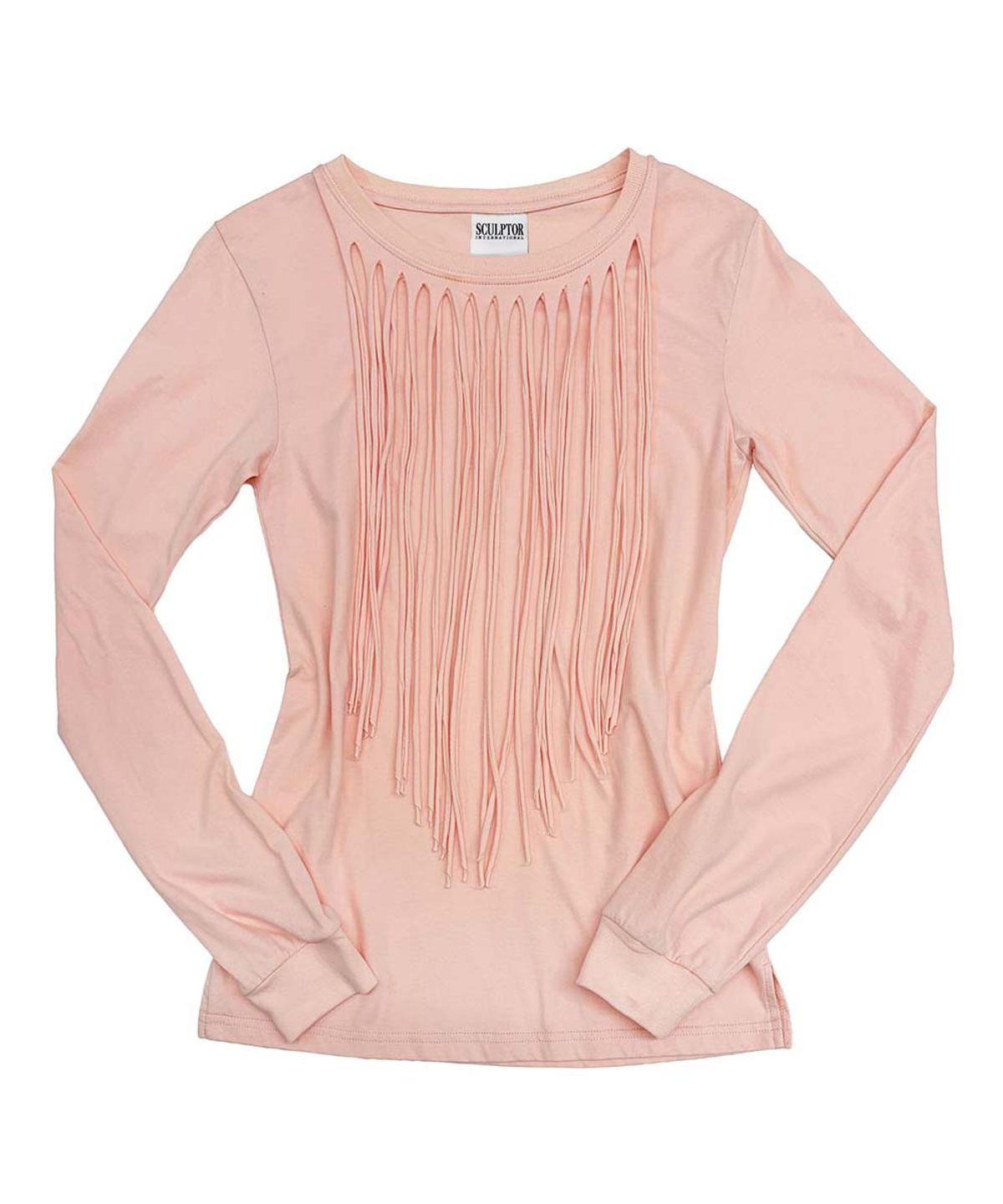 스컬프터(SCULPTOR) Fringe Sleeve Tee Apricot