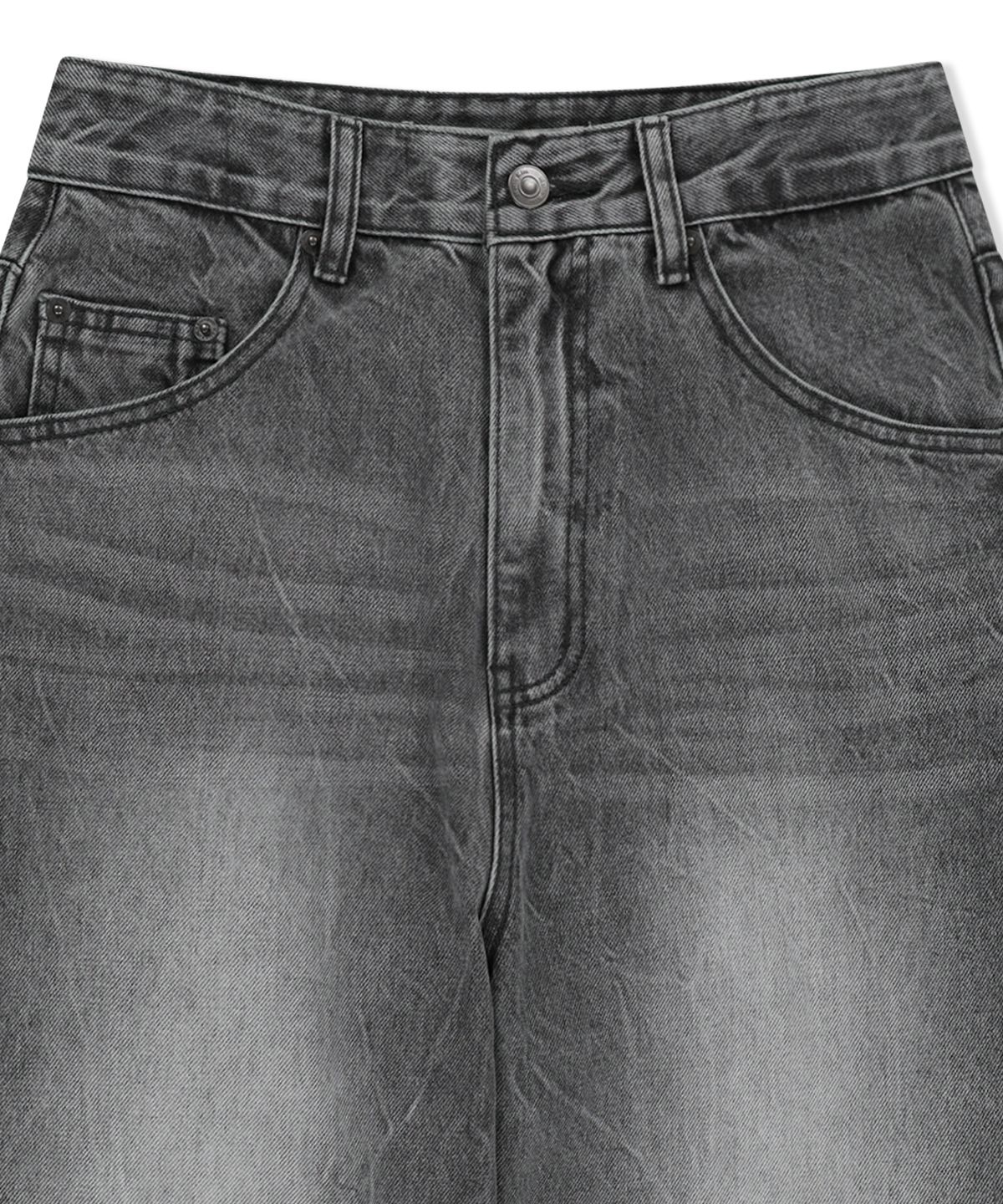 마뗑킴(MATIN KIM) MATIN WAIST LOGO WIDE DENIM PANTS IN GREY