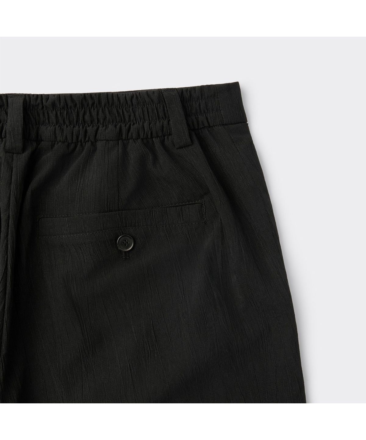 커스텀멜로우(CUSTOMELLOW) 블랙 루즈핏 크리즈 셋업 팬츠 CWPAA26620BKX