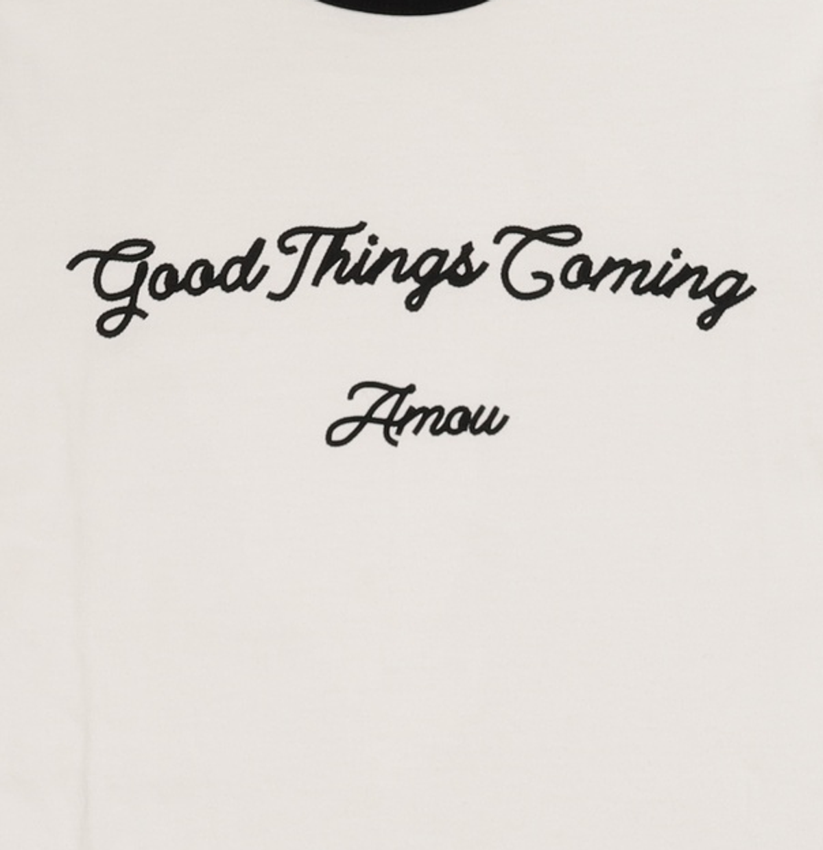 아모우(AMOU) Good things coming arch logo ringer half T-shirts white 3