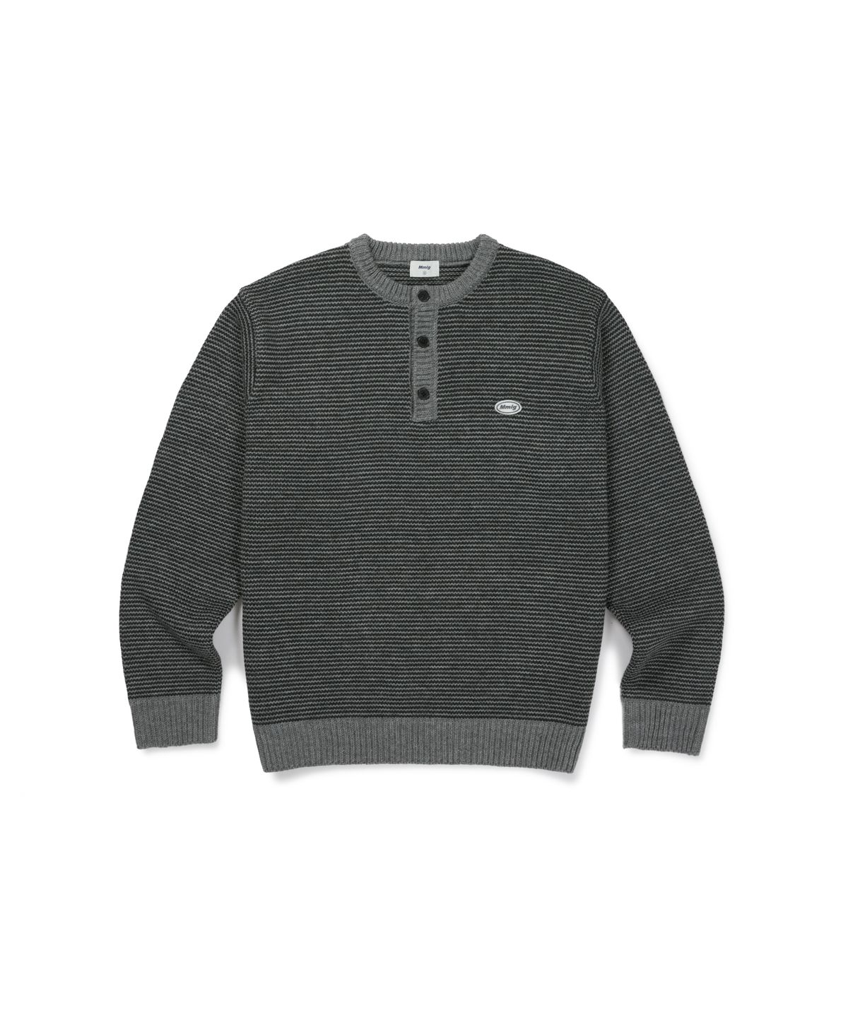 엠엠엘지(MMLG) BREEZY HENLEY NECK KNIT (CHARCOAL)