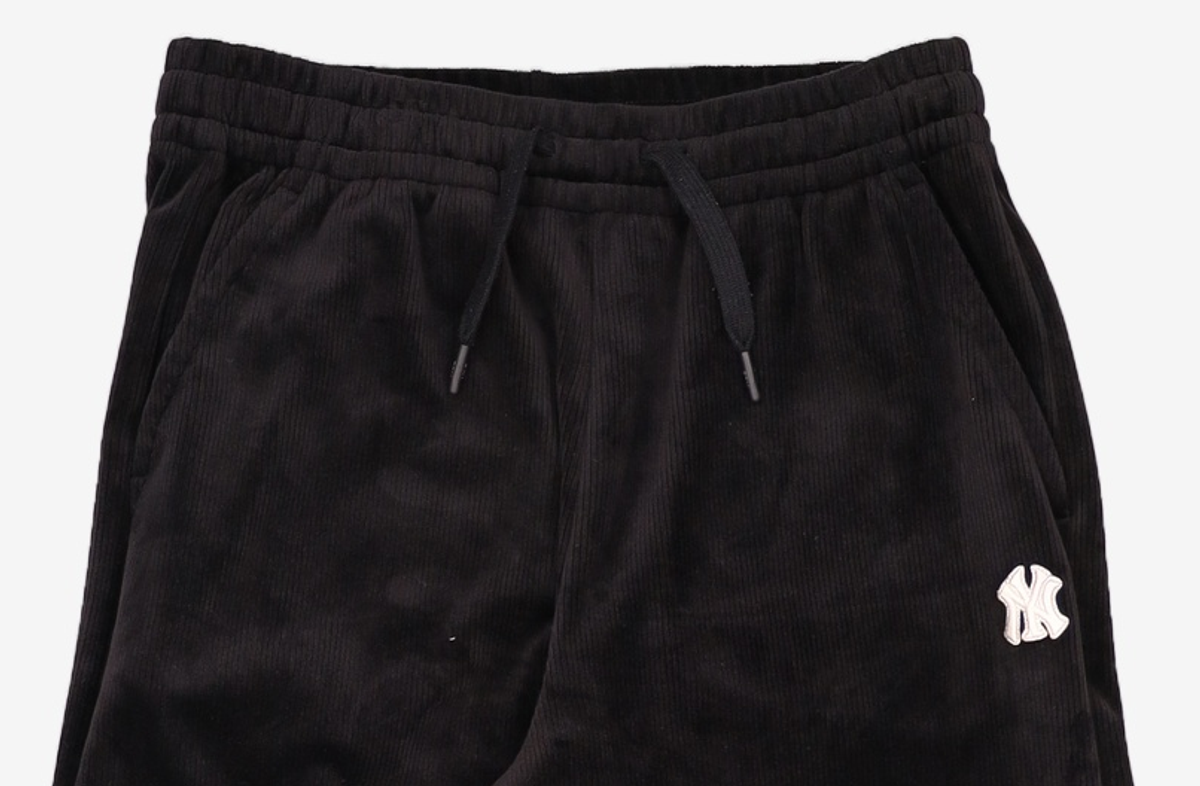 엠엘비(MLB) 여성 베이직 스몰로고 골지 벨로아 세미 와이드팬츠 NY (Black) M