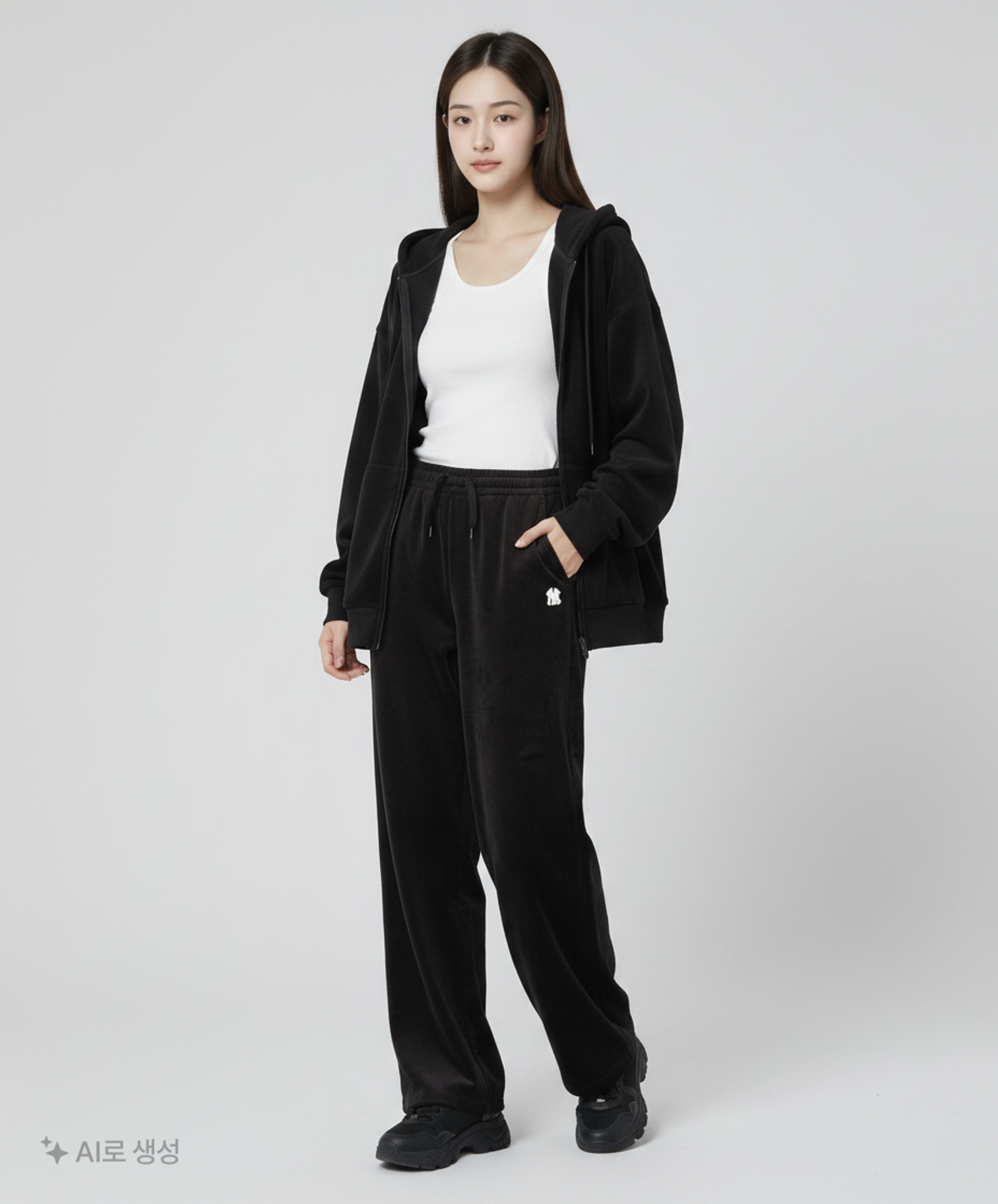 엠엘비(MLB) 여성 베이직 스몰로고 골지 벨로아 세미 와이드팬츠 NY (Black) M