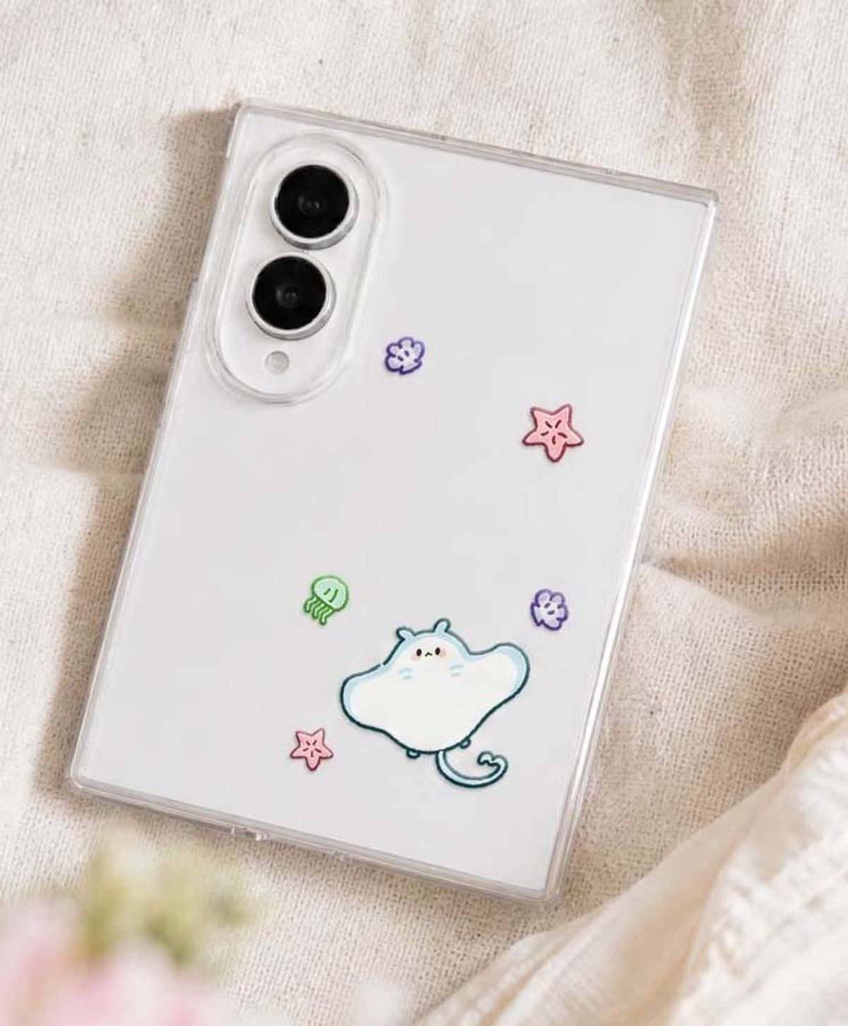 이레케이스앤굿즈(IRECASEGOODS) 아기가오리 고양이  갤럭시 Z 폴드8 와이드 울트라 투명 하드케이스