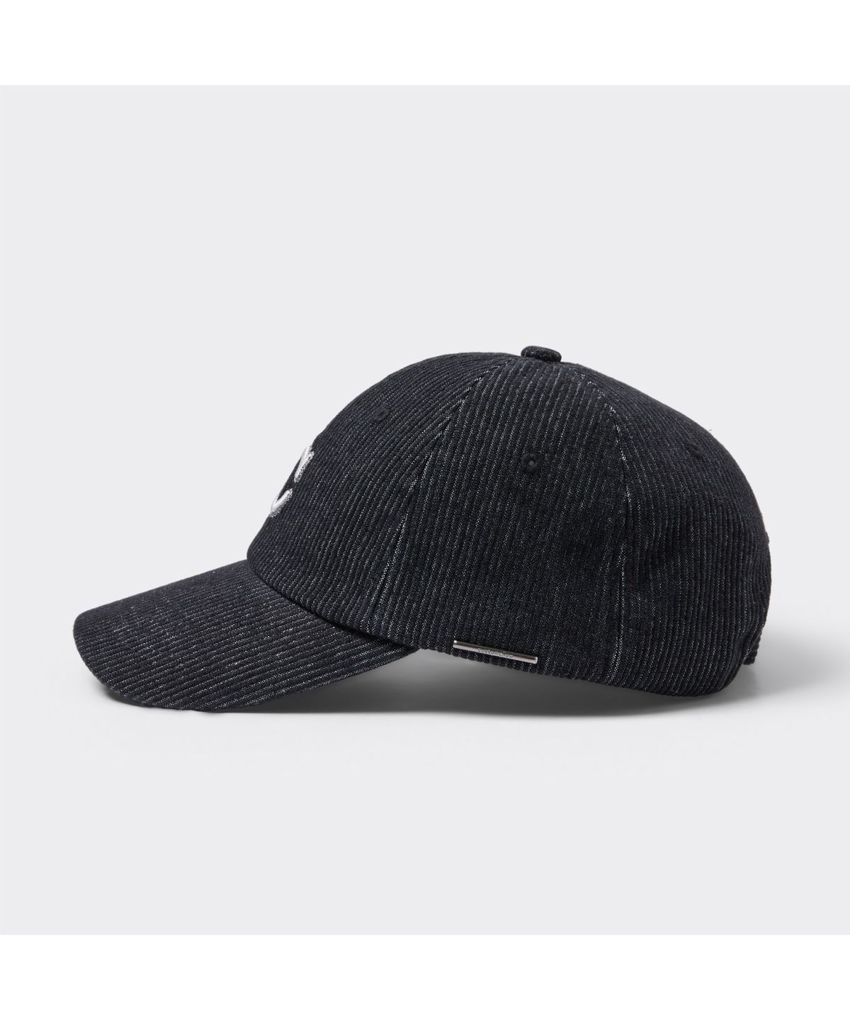 커스텀멜로우(CUSTOMELLOW) 블랙 데님 스트라이프 볼캡 CARAX26512BKX