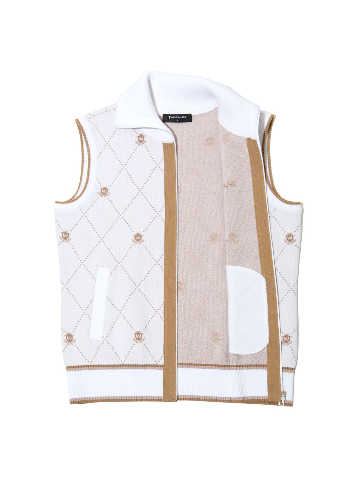 와이드앵글(WIDEANGLE) CO 엠블럼 패턴 베스트 풀집 L_Off White
