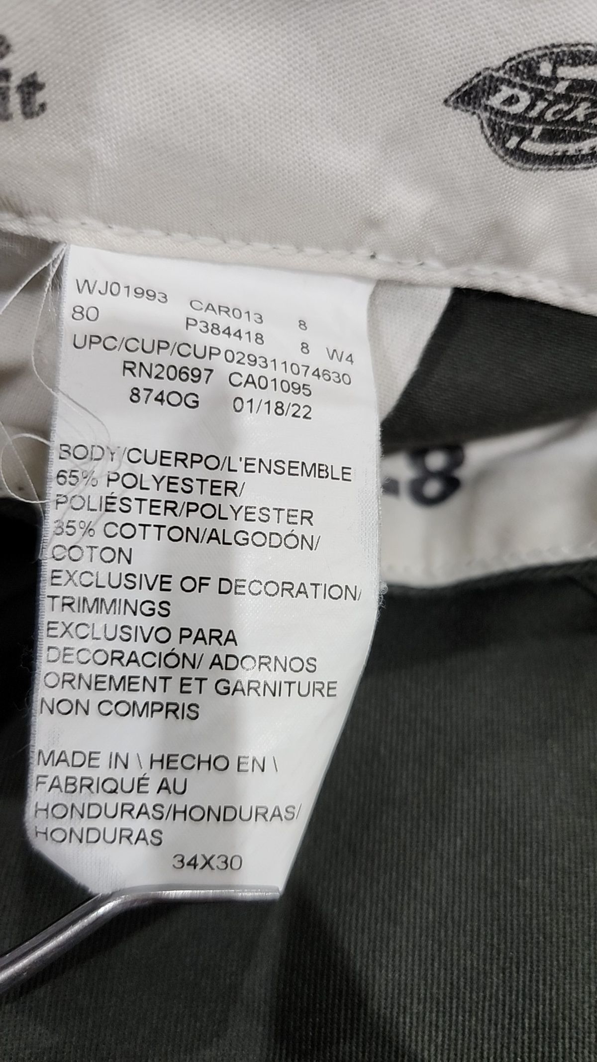 디키즈(DICKIES) 코튼 팬츠 34*30