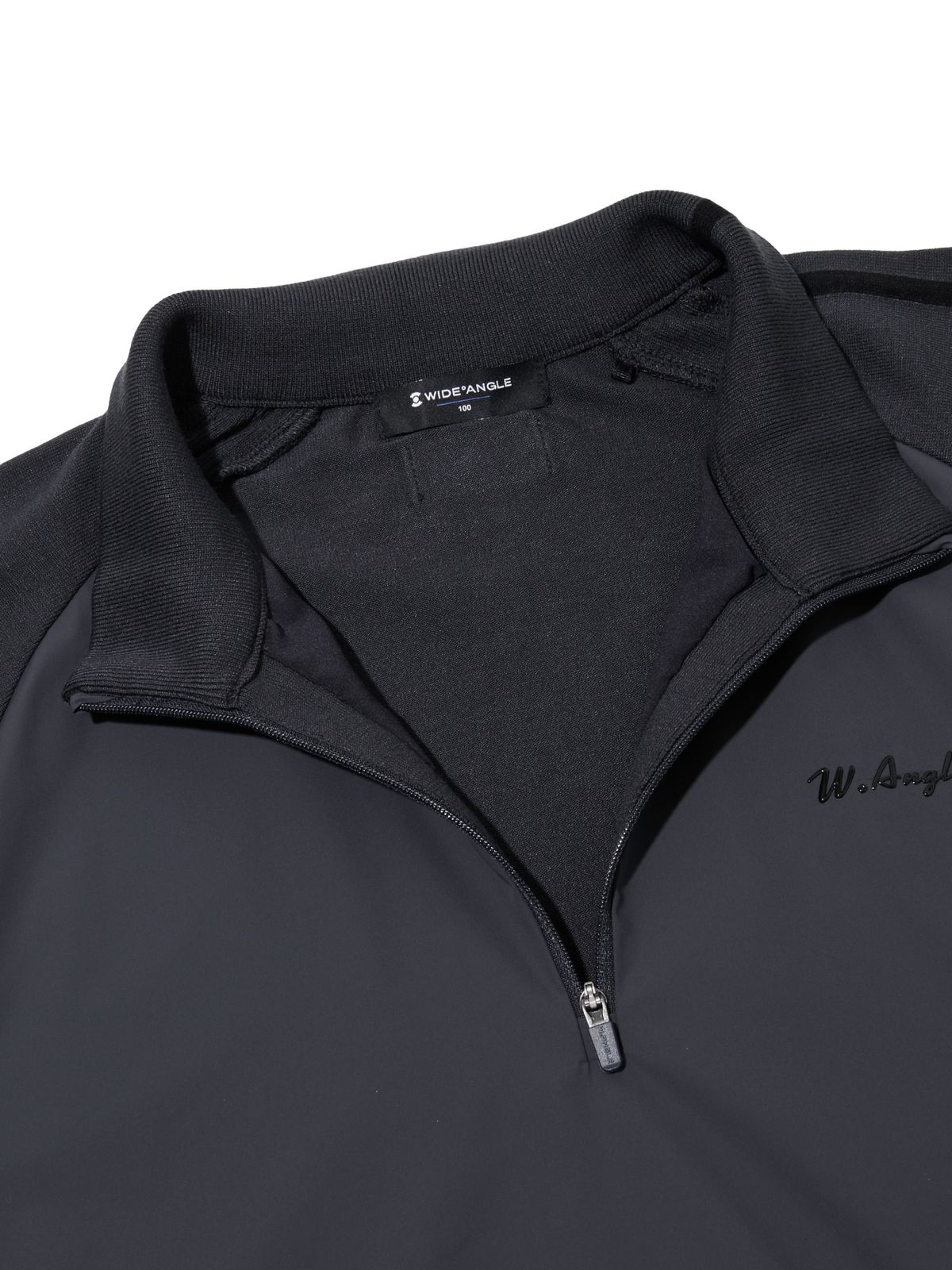 와이드앵글(WIDEANGLE) TO 우븐 배색 쿼터집업 스웨터 M_COOL GREY
