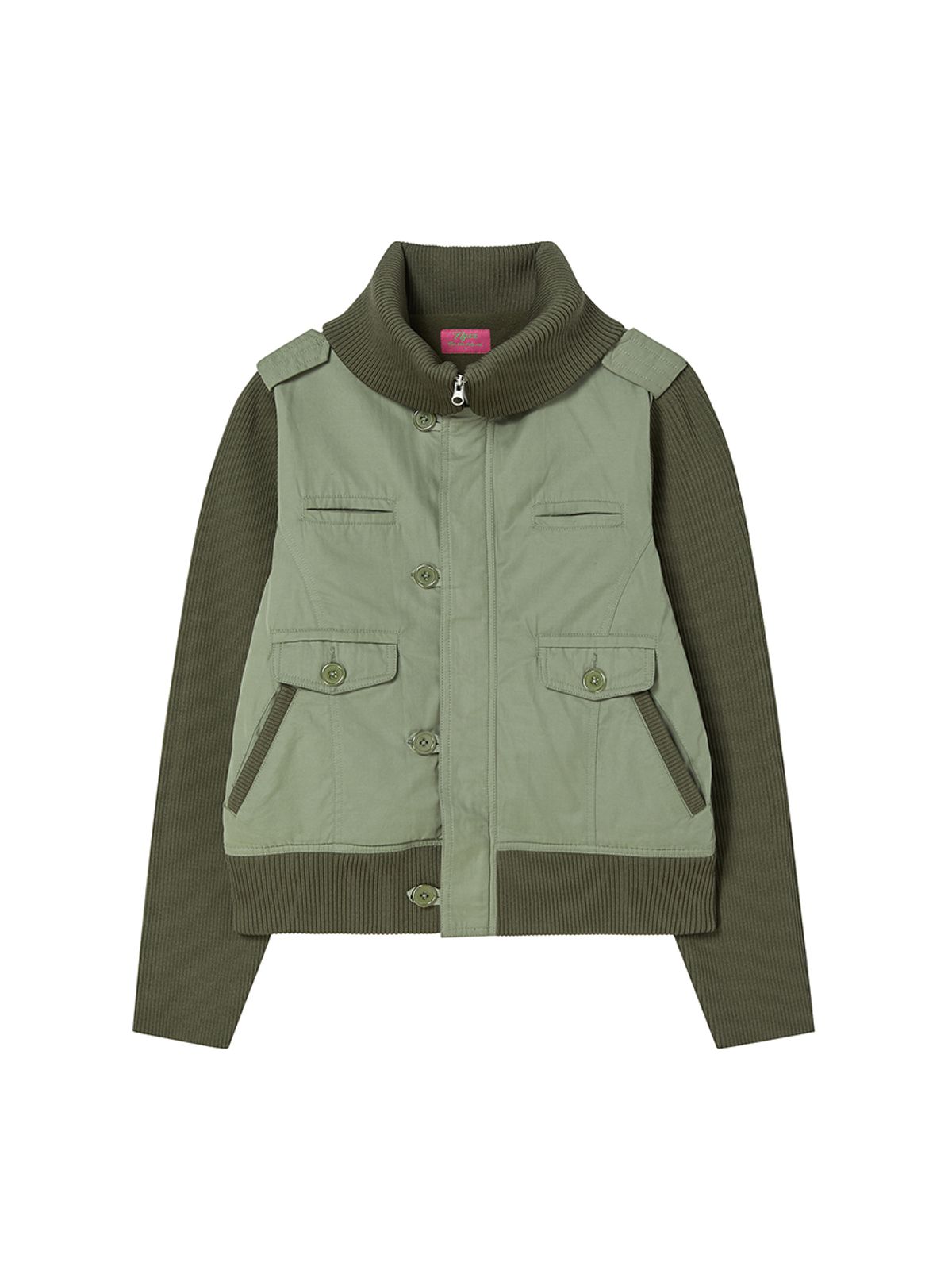 엔와이엑스엑스(NYXX) RIBBED HIGH NECK JACKET KHAKI
