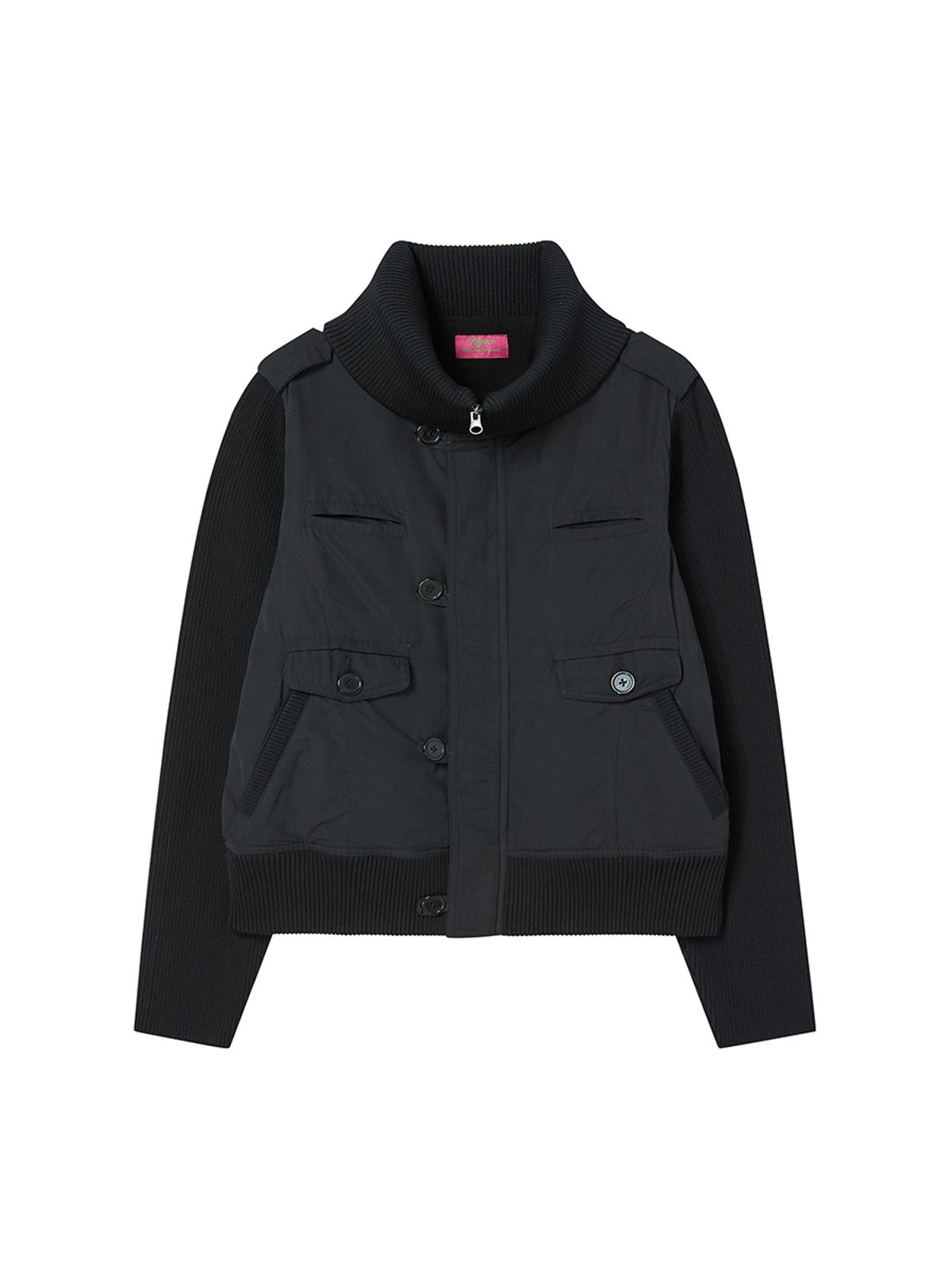 엔와이엑스엑스(NYXX) RIBBED HIGH NECK JACKET BLACK