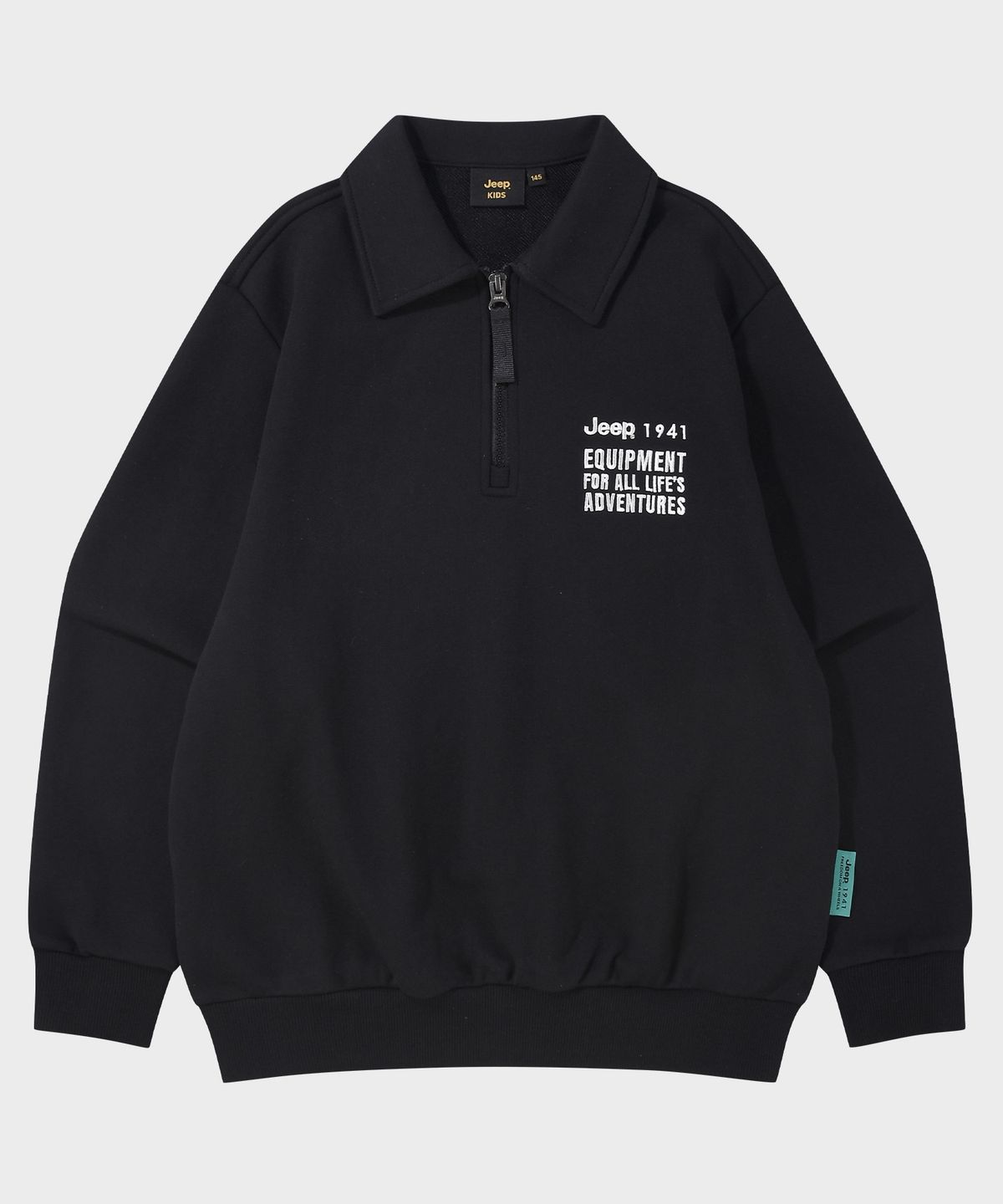 지프키즈(JEEPKIDS) 카라 반집업 맨투맨 셋업(KR5TSU834BK_KR5TPU934BK)