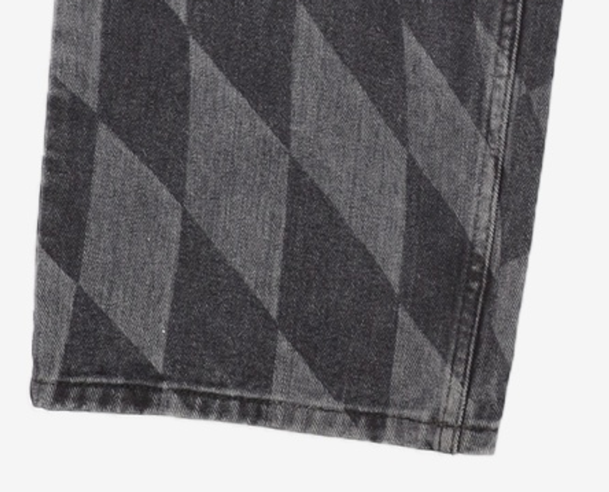 노매뉴얼(NOMANUAL) D.T CHECKERBOARD DENIM PANTS - WASHED BLACK 100