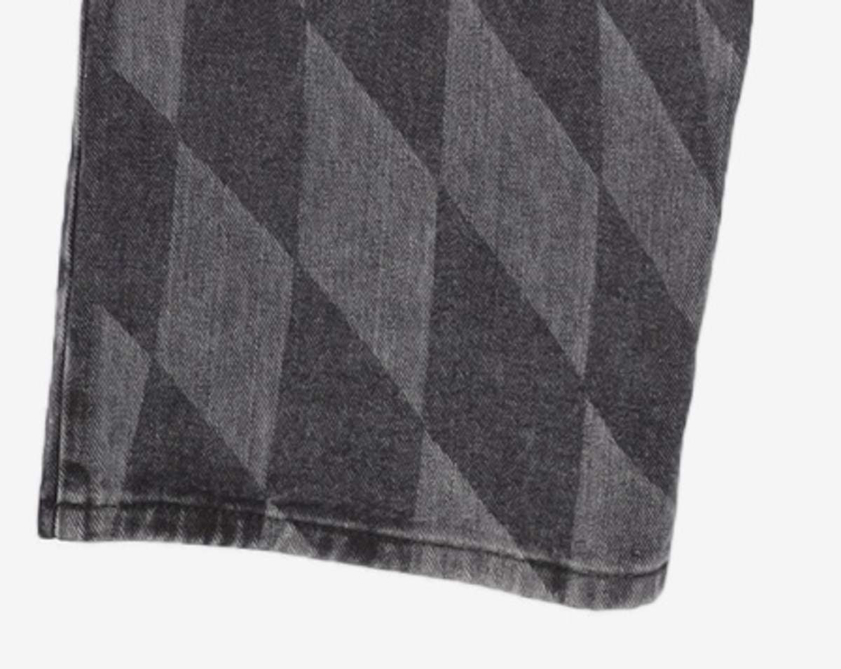 노매뉴얼(NOMANUAL) D.T CHECKERBOARD DENIM PANTS - WASHED BLACK 100