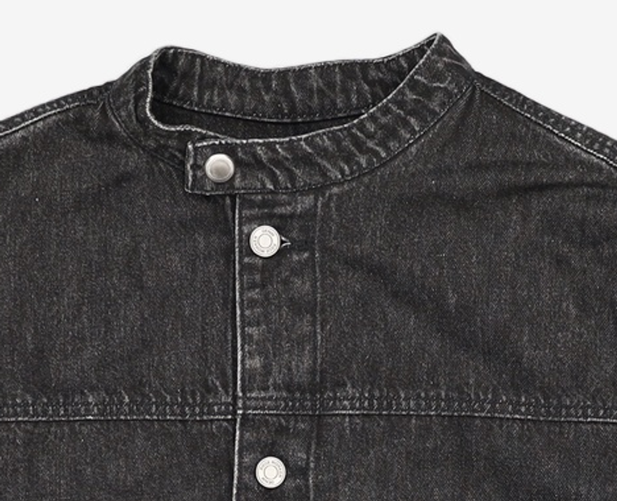 피스워커(PIECE WORKER) Black Biker Denim Jacket L
