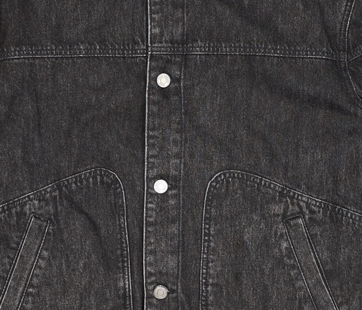 피스워커(PIECE WORKER) Black Biker Denim Jacket L