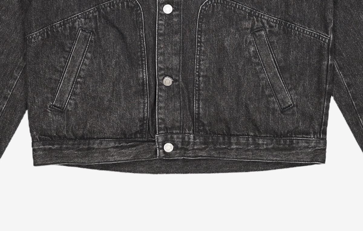 피스워커(PIECE WORKER) Black Biker Denim Jacket L