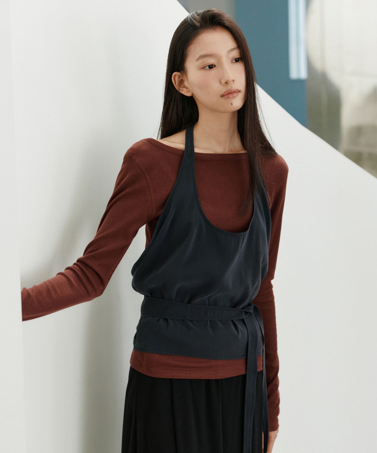 유라고(URAGO) Halter neck layered top_2colors