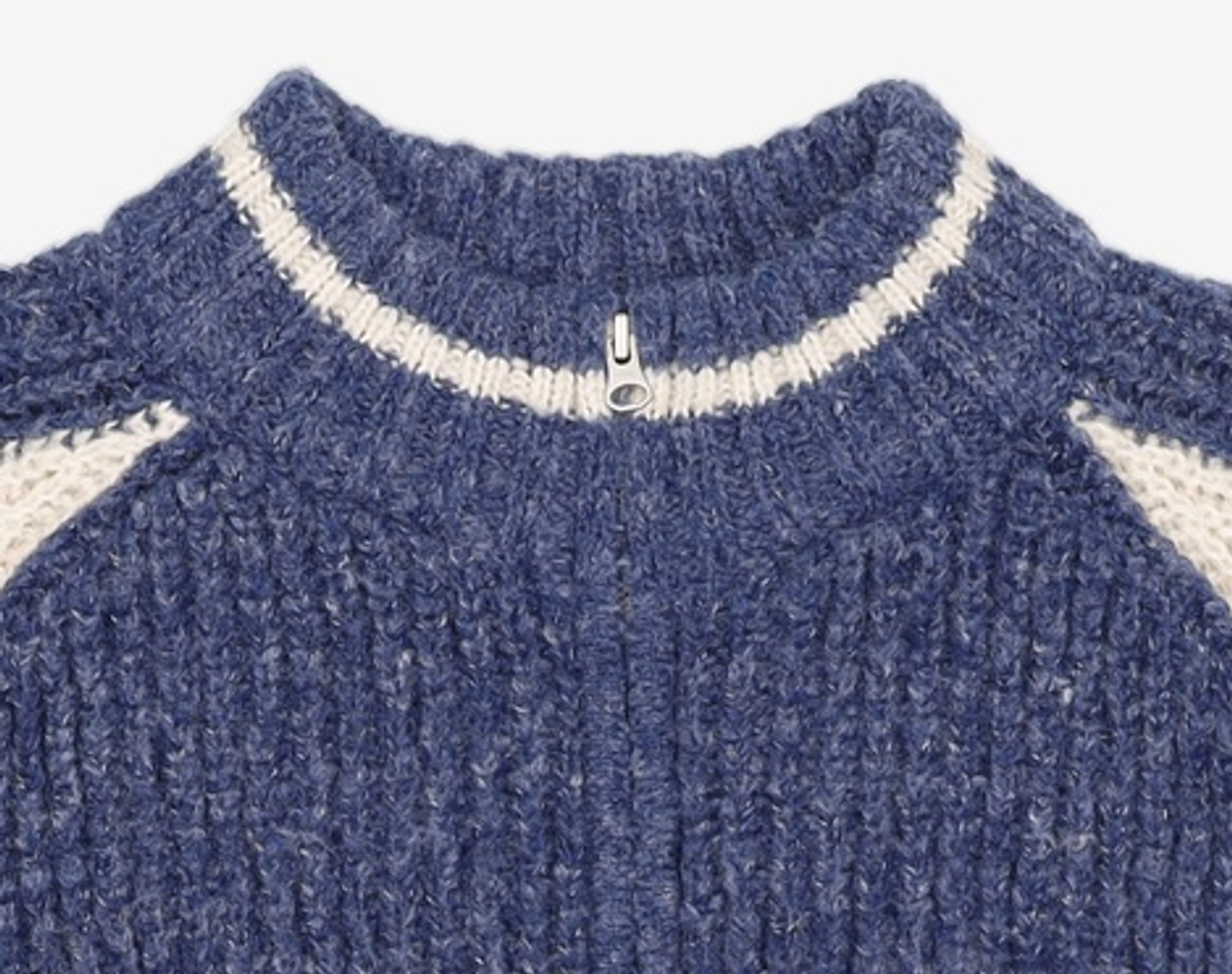 어반드레스(AVANDRESS) Block Raglan Knit Zip-up NAVY FREE