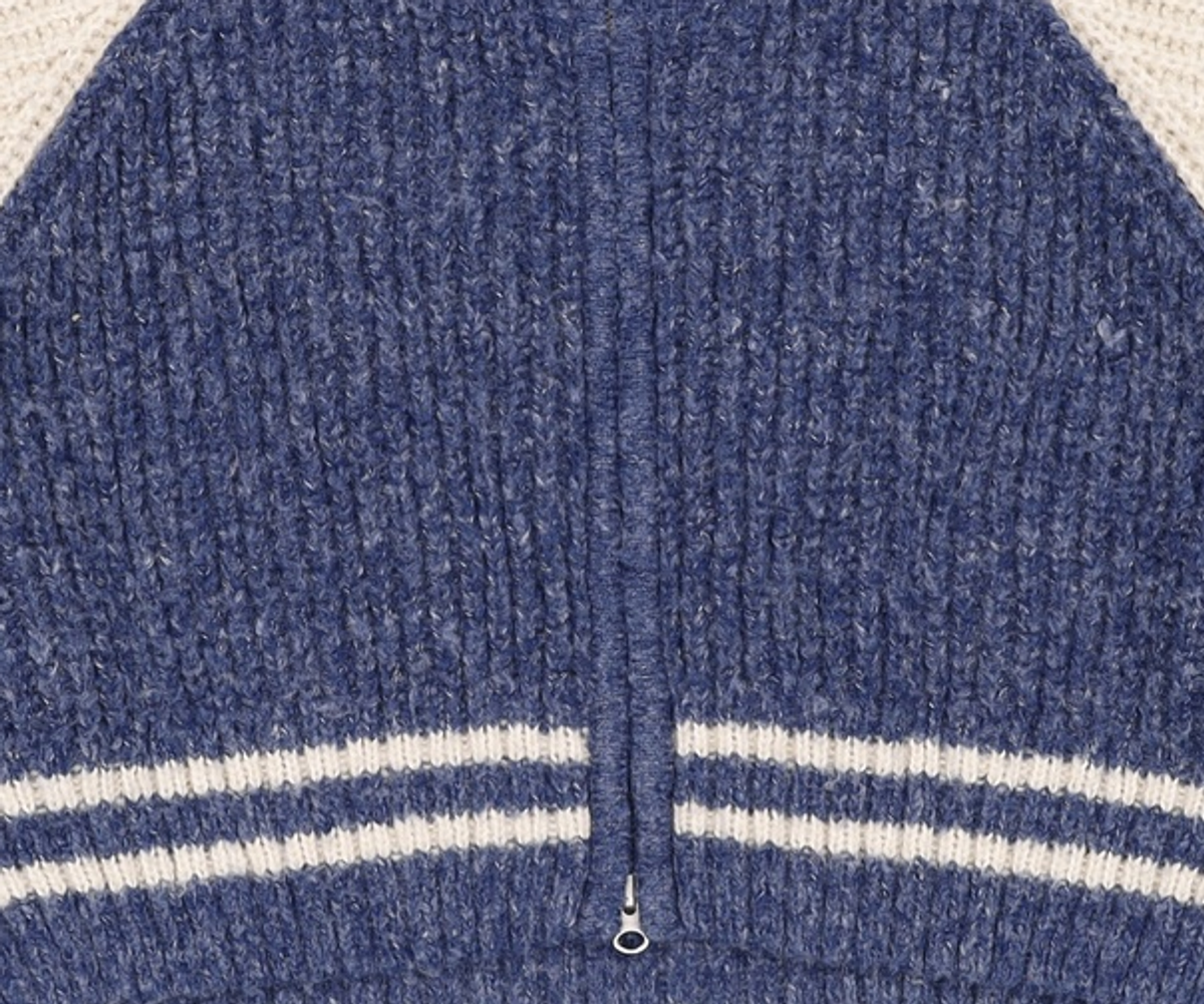 어반드레스(AVANDRESS) Block Raglan Knit Zip-up NAVY FREE