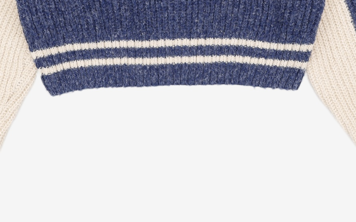 어반드레스(AVANDRESS) Block Raglan Knit Zip-up NAVY FREE
