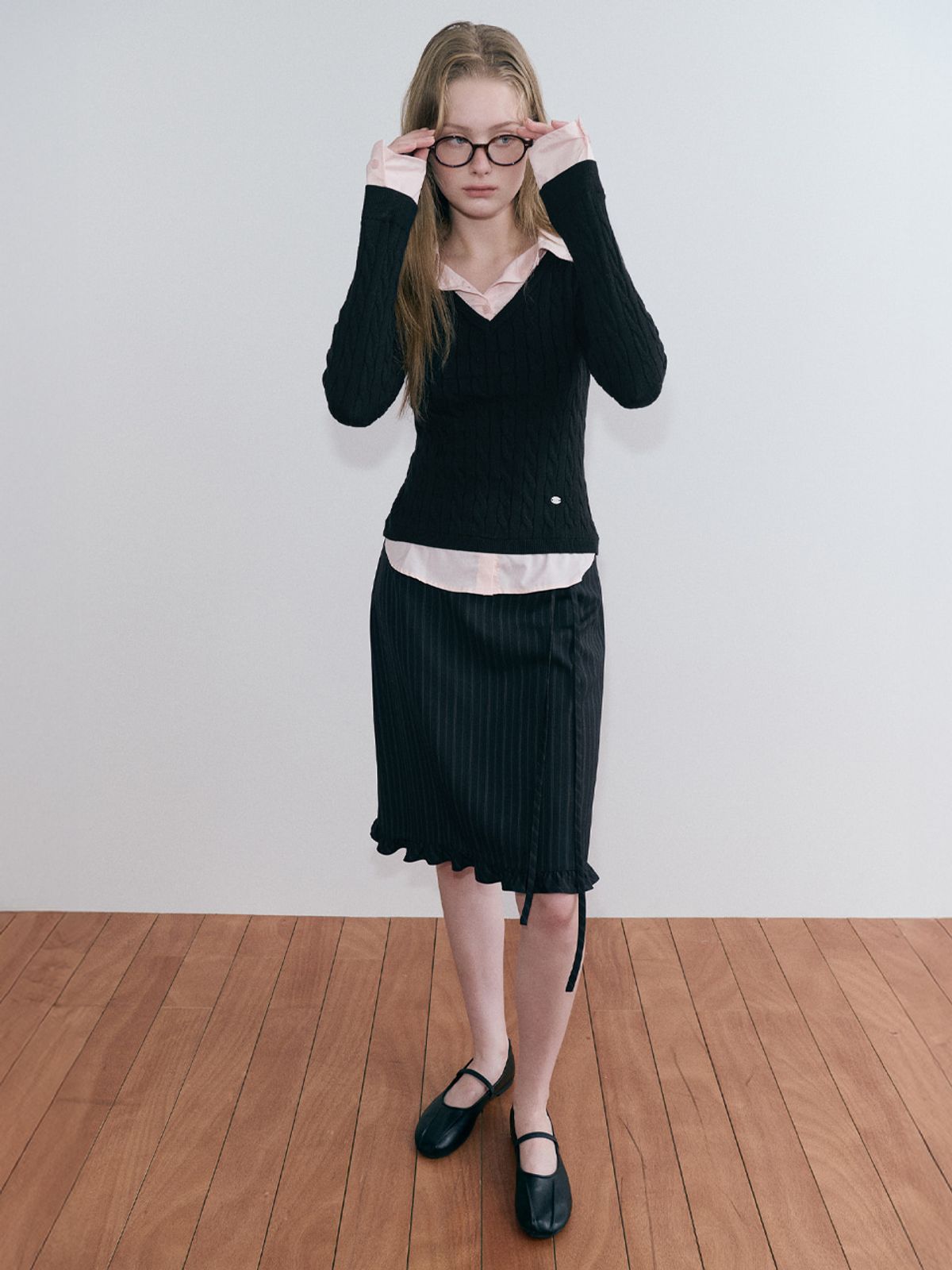 에트몽(ETMON) Frill Midi Skirt, Black