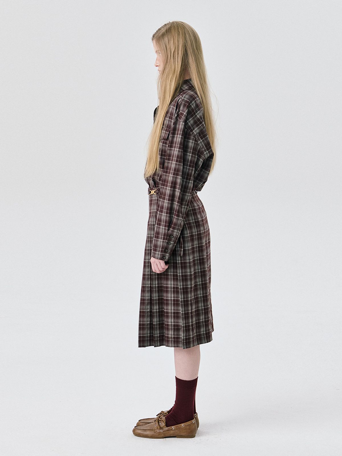 분더캄머(WNDERKAMMER) 25 Pleats Skirt_Brown