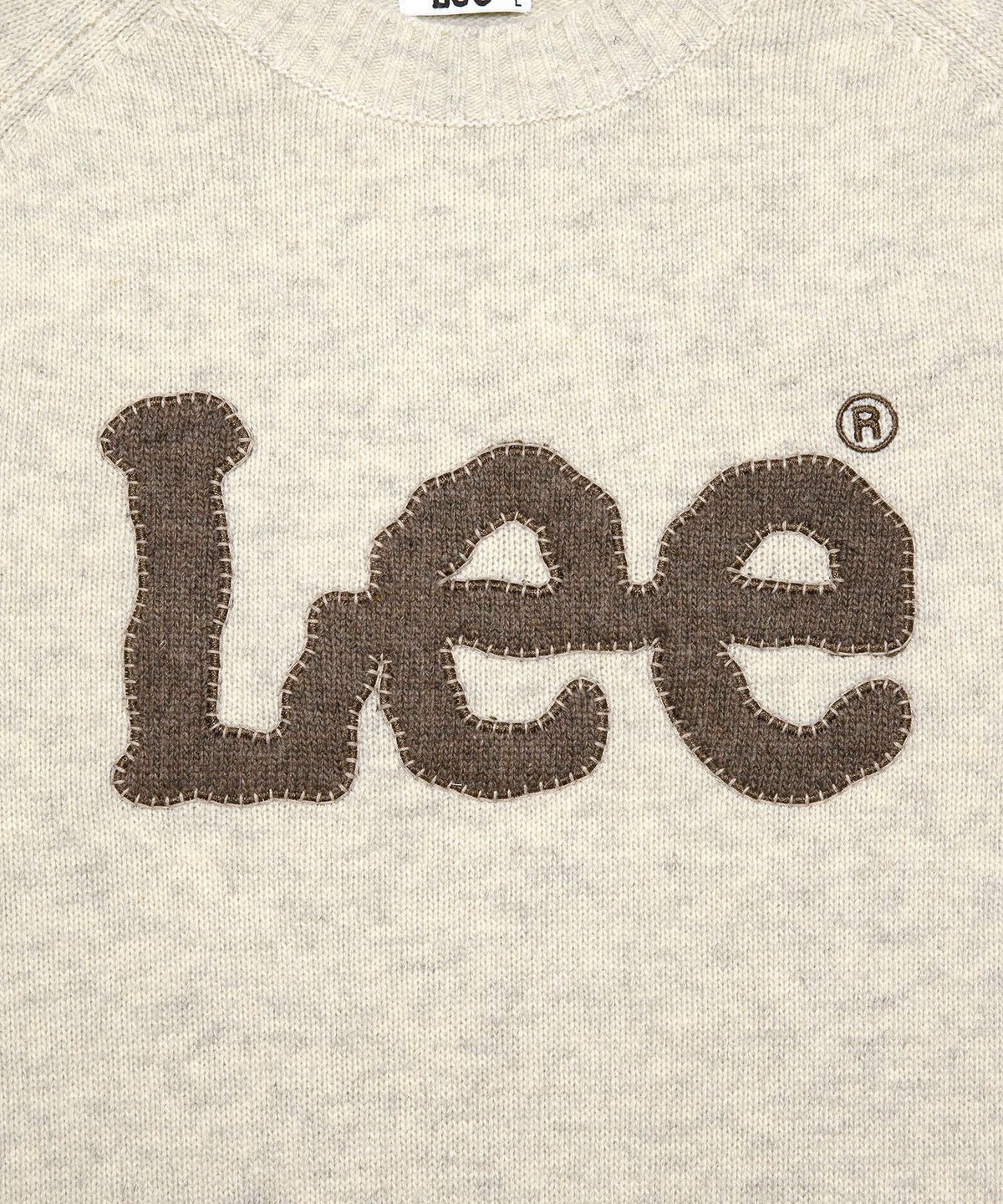 리(LEE) 아플리케 빅 로고 니트 오트밀