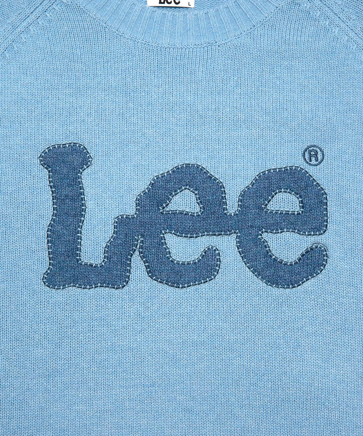 리(LEE) 아플리케 빅 로고 니트 라이트블루